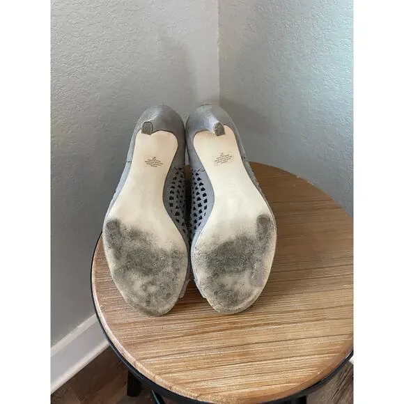 Ivanka IT "Didia" caged suede gray taupe heeled open toe booties 7.5 - Picture 5 of 7